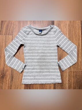 Old Navy Gray & White Striped Ribbed Long Sleeve Top